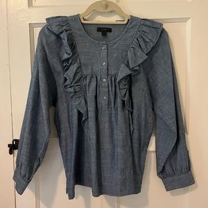 J. Crew Chambray Ruffle Top
